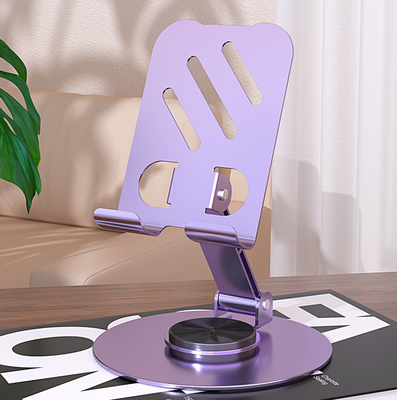 Metal 360-Degree Rotating Adjustable Folding Tabletop Phone Holder