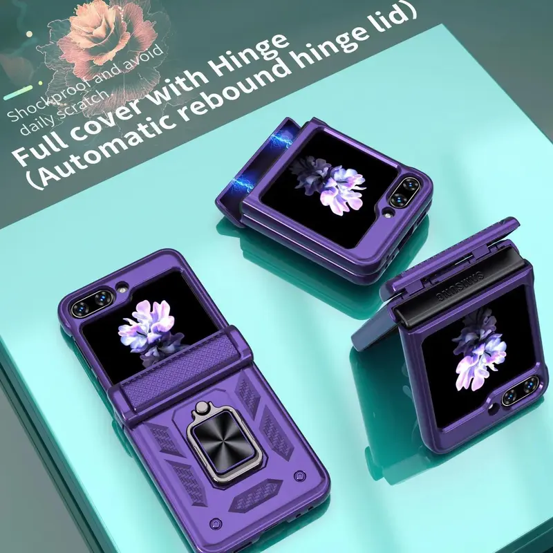 Compatible with Z Flip8/Z Flip7, Z Flip6, Z Flip5, Durable Anti Drop Protective Phone Case with 360 Degree Rotating Stand HNZ0140 Compatible with Z Flip8/Z Flip7, Z Flip6, Z Flip5, Durable Anti Drop Protective Phone Case with 360 Degree Rotating Stand HNZ0140