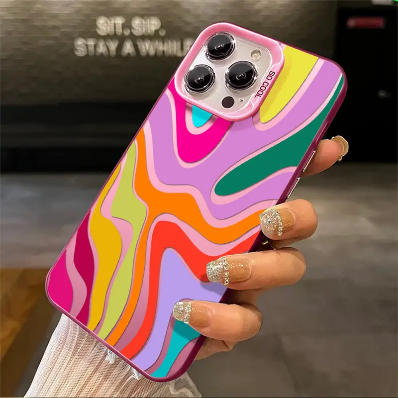 Vibrant Retro Wave Phone Case – Eye-catching Colorful Swirl Pattern for Apple Models