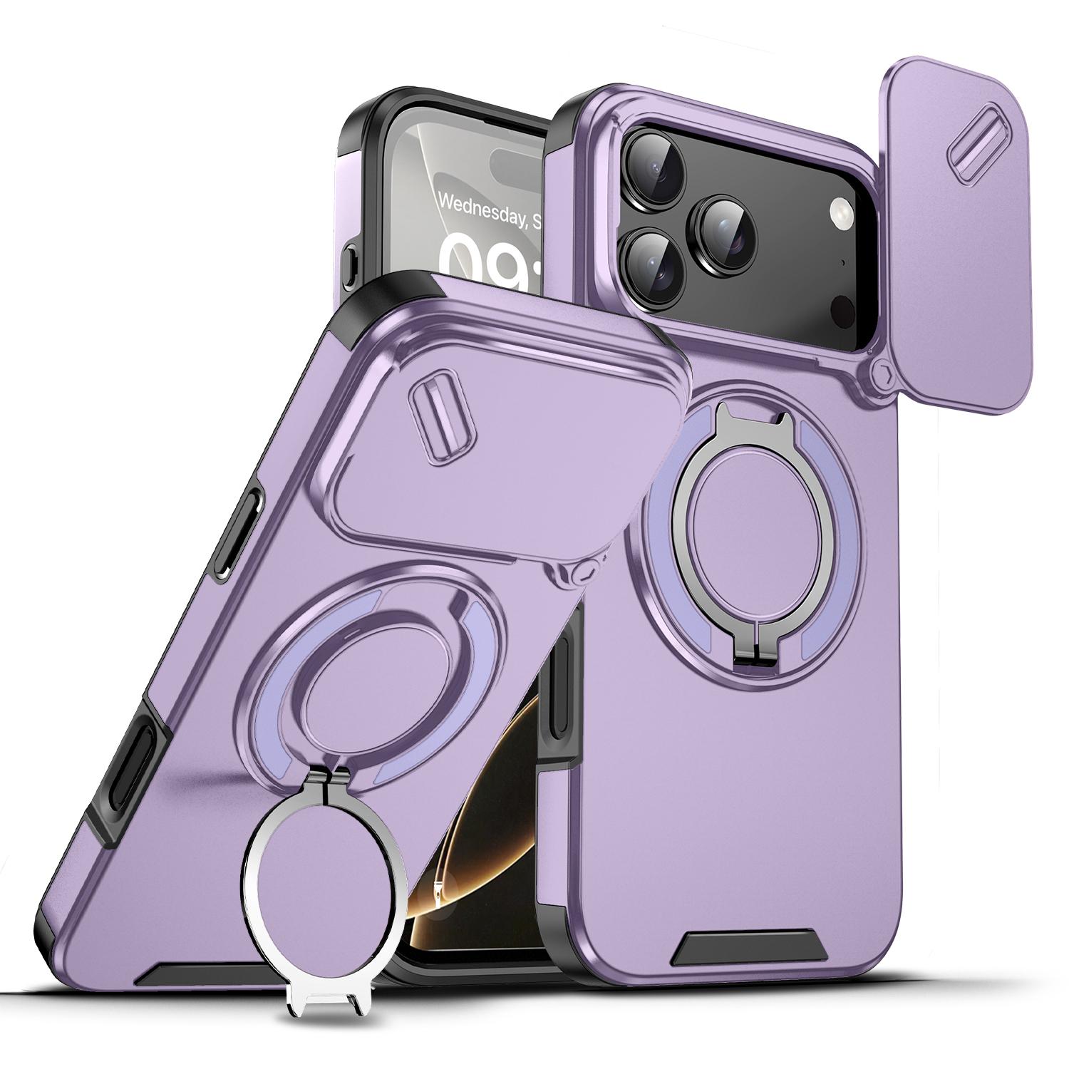 OREKROY Case For iPhone 17 16 15 Pro Max 17Air Plus 14 13 12 with Slide Camera Lens Protection Cover,360 Rotating Ring Kickstand MagSafe Magnetic Holder Military Grade Shockproof Protective Phone Cover