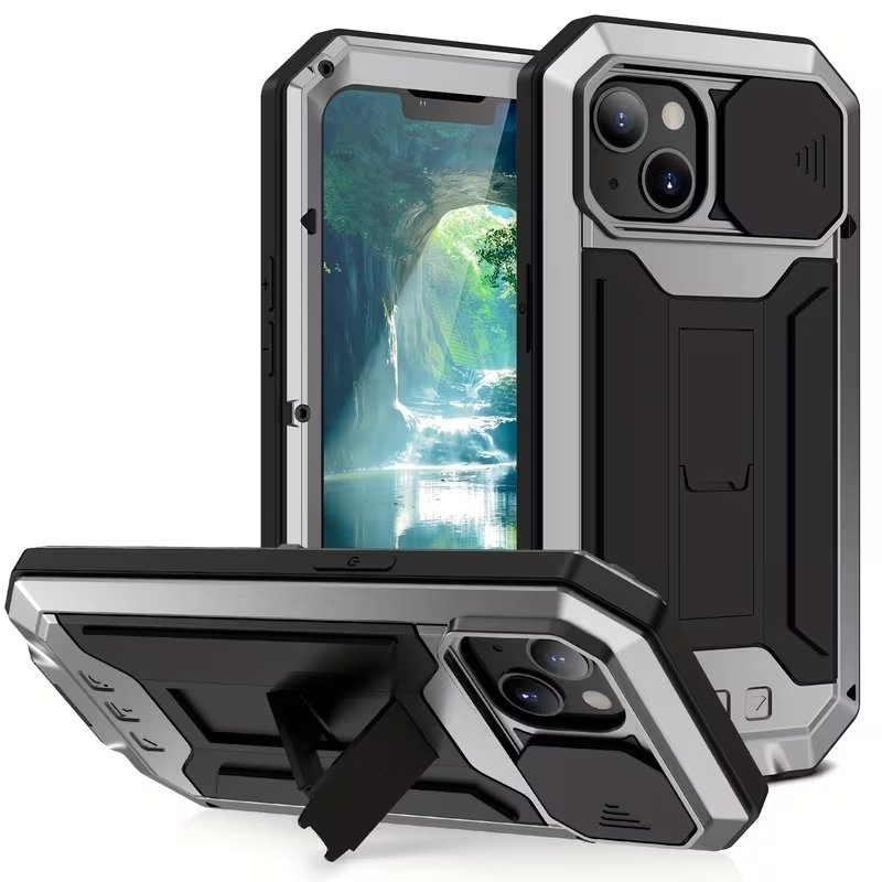 Rugged Military Grade Phone Case with Built-in Kickstand & Camera Protection