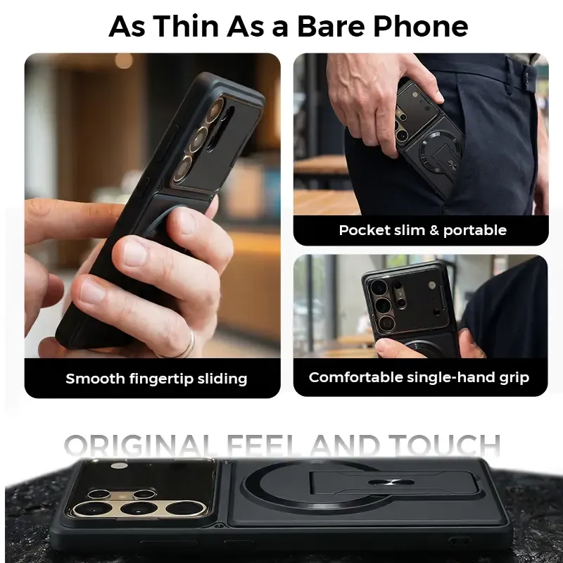 Magnetic Kickstand Armor Case with Lens Protection Cover
