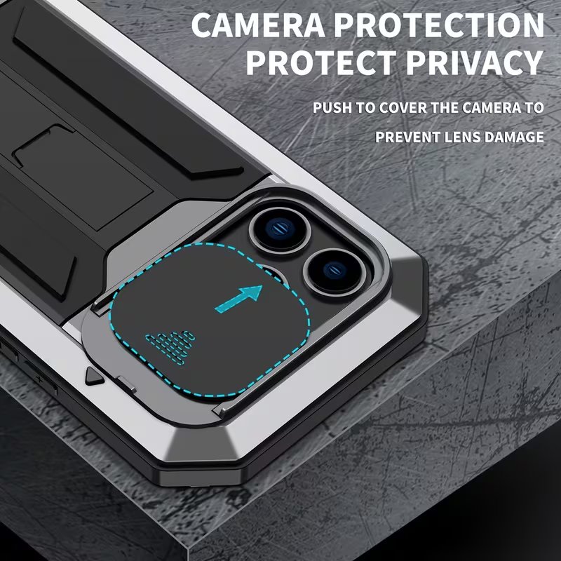 Rugged Military Grade Phone Case with Built-in Kickstand & Camera Protection