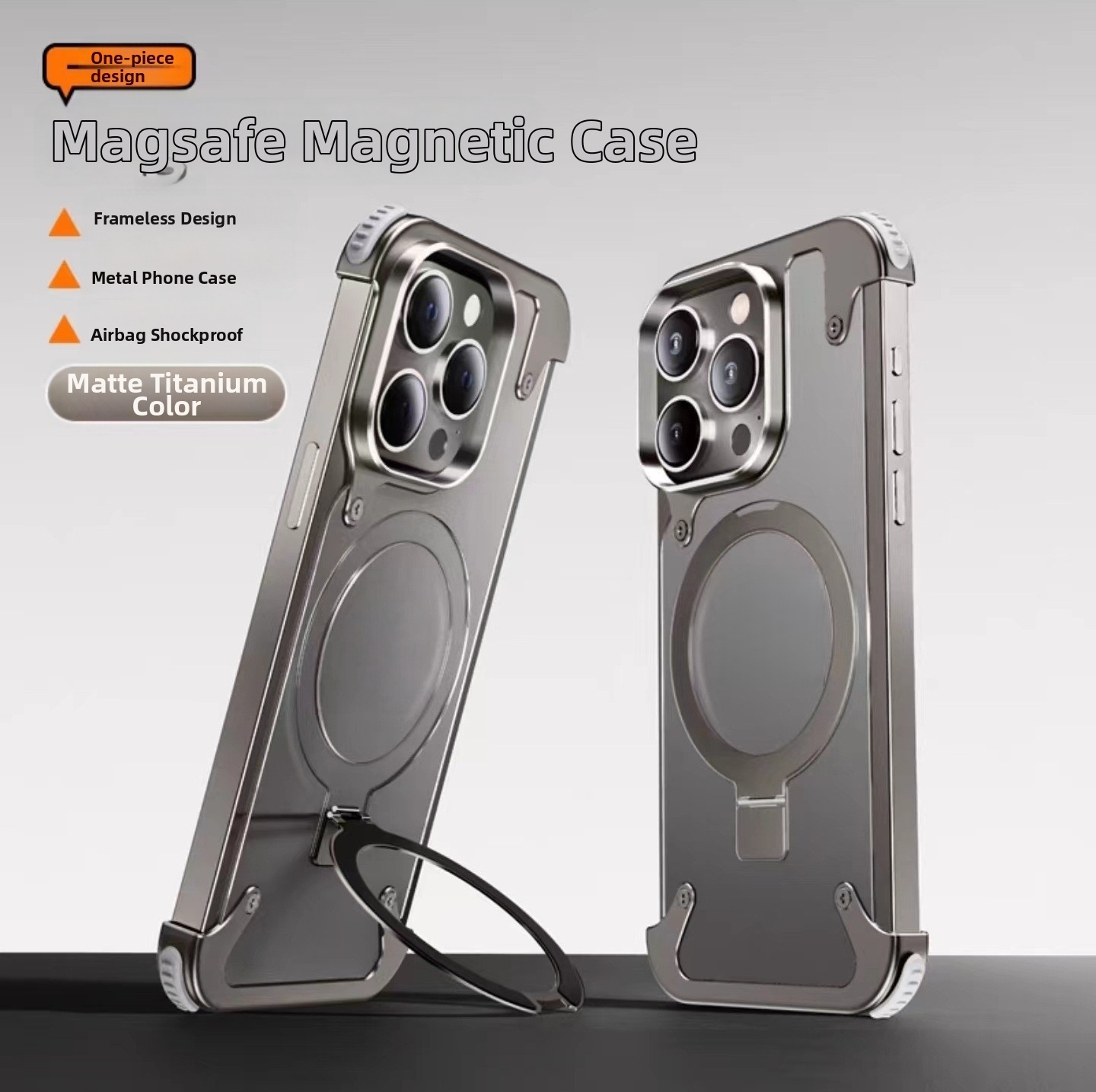 Apple iPhone 15 Pro Max Case: Metal Frame + Airbag + Stand 🛡️