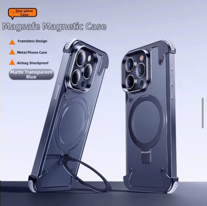 Apple iPhone 15 Pro Max Case: Metal Frame + Airbag + Stand 🛡️