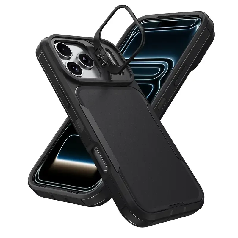 360° Heavy-Duty Shockproof Phone Case with Alloy Camera Ring for iPhone 11-17 Series
