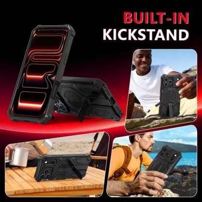 Heavy Duty Armor Case with Built-in Kickstand for iPhone – Military Grade Protection & Carbon Fiber Accent