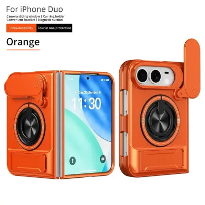 4-in-1 Protective Case for iPhone Duo – Sliding Camera Cover, Magnetic Ring & Kickstand