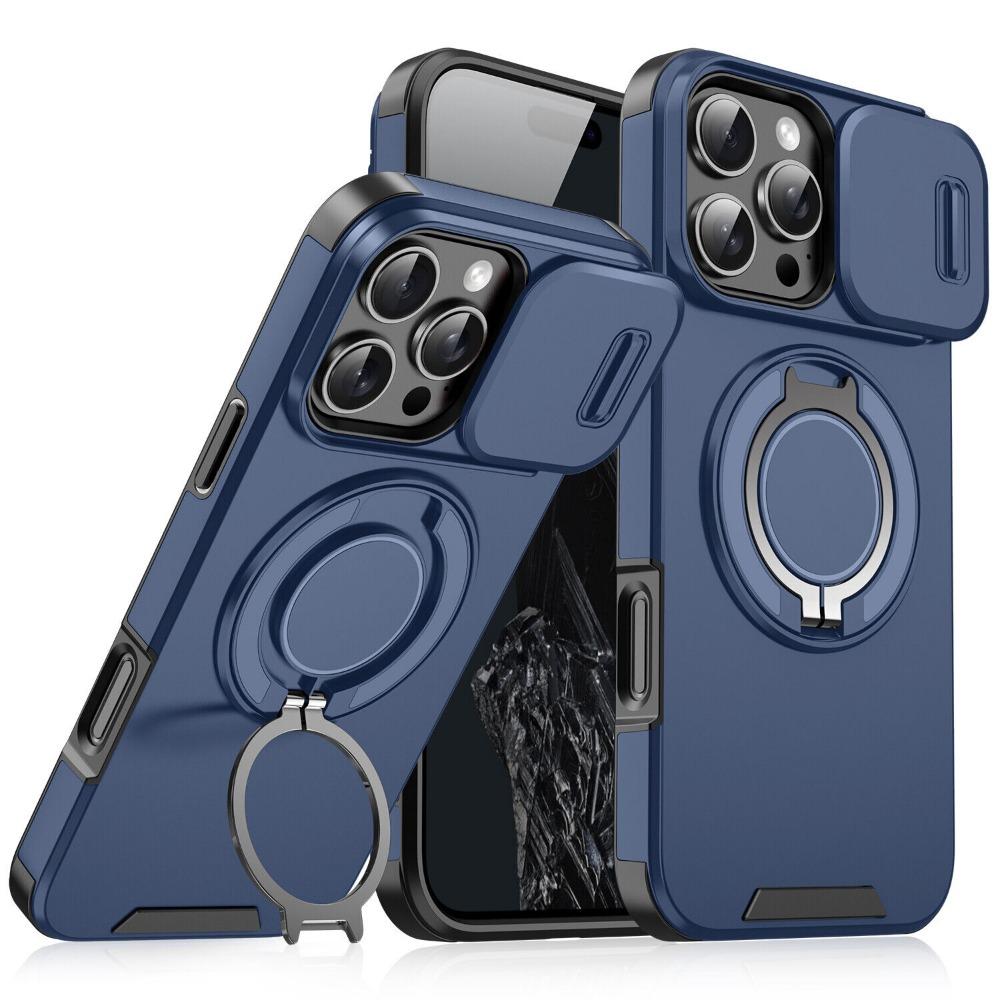 OREKROY Case For iPhone 17 16 15 Pro Max 17Air Plus 14 13 12 with Slide Camera Lens Protection Cover,360 Rotating Ring Kickstand MagSafe Magnetic Holder Military Grade Shockproof Protective Phone Cover