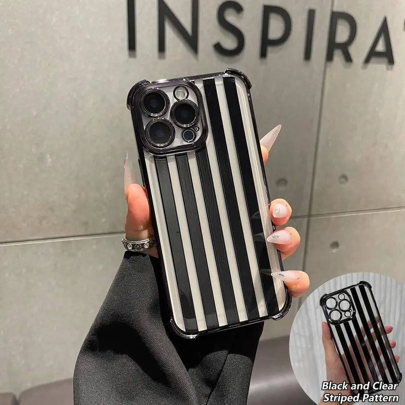 Vintage Black & Clear Checkerboard & Striped Case with Electroplated Bumper