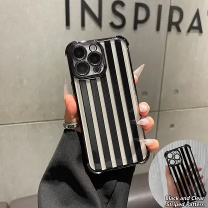 Vintage Black & Clear Checkerboard & Striped Case with Electroplated Bumper
