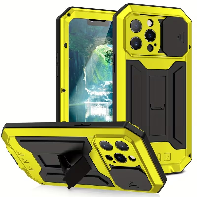 Rugged Military Grade Phone Case with Built-in Kickstand & Camera Protection