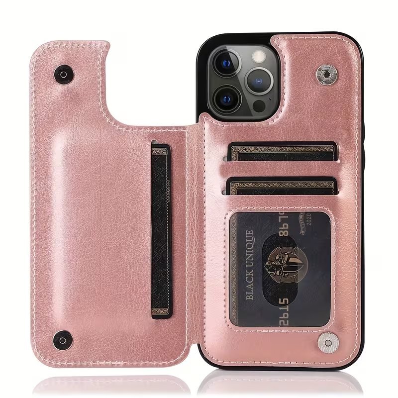 Product Title  Luxury Leather Wallet Phone Case with Card Holder & Magnetic Closure for iPhone