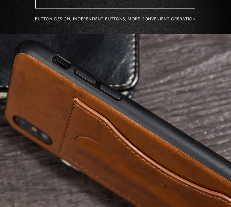 Card Slot PU Leather Kickstand Magnetic Case Cover for iPhone X