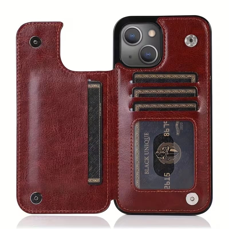 Product Title  Luxury Leather Wallet Phone Case with Card Holder & Magnetic Closure for iPhone
