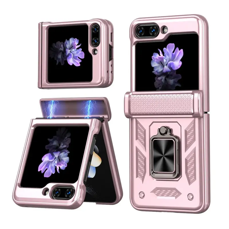 Compatible with Z Flip8/Z Flip7, Z Flip6, Z Flip5, Durable Anti Drop Protective Phone Case with 360 Degree Rotating Stand