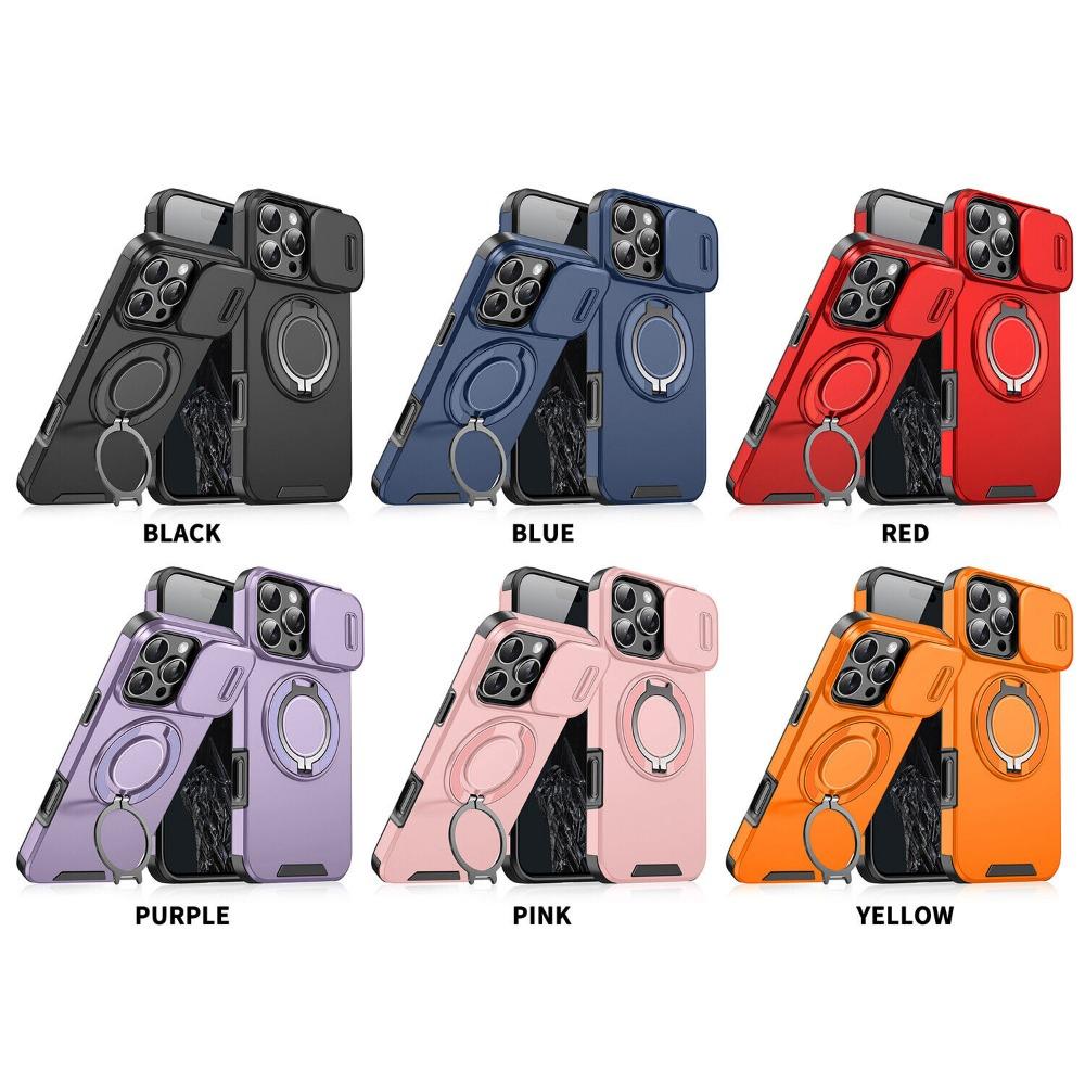 OREKROY Case For iPhone 17 16 15 Pro Max 17Air Plus 14 13 12 with Slide Camera Lens Protection Cover,360 Rotating Ring Kickstand MagSafe Magnetic Holder Military Grade Shockproof Protective Phone Cover