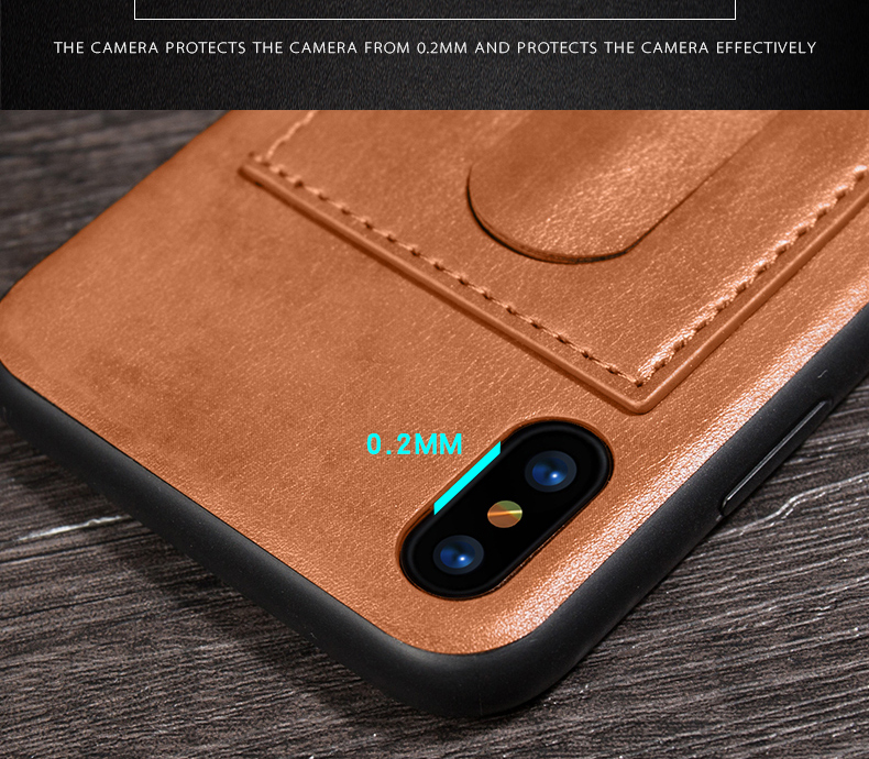 Card Slot PU Leather Kickstand Magnetic Case Cover for iPhone X