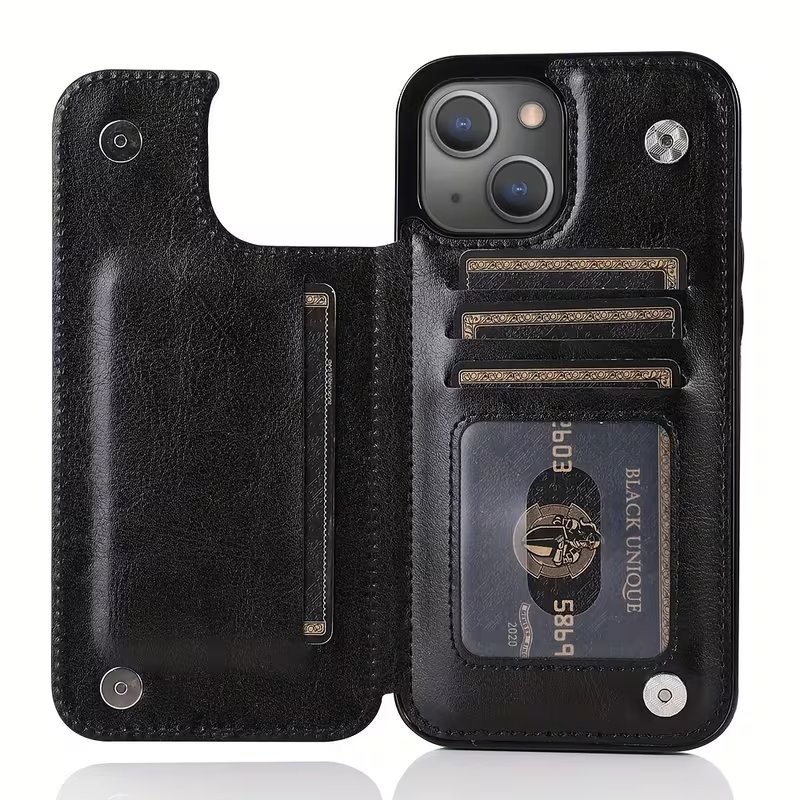 Product Title  Luxury Leather Wallet Phone Case with Card Holder & Magnetic Closure for iPhone