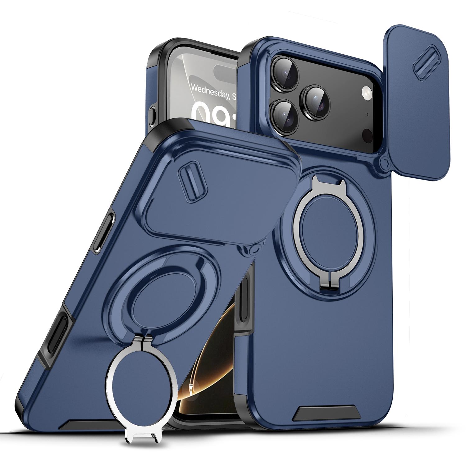 OREKROY Case For iPhone 17 16 15 Pro Max 17Air Plus 14 13 12 with Slide Camera Lens Protection Cover,360 Rotating Ring Kickstand MagSafe Magnetic Holder Military Grade Shockproof Protective Phone Cover