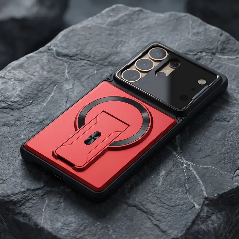 Magnetic Kickstand Armor Case with Lens Protection Cover