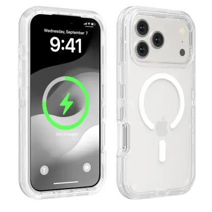 Clear Heavy-Duty MagSafe Phone Case – 360° Protection & Shockproof Design