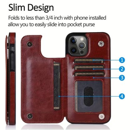 Product Title  Luxury Leather Wallet Phone Case with Card Holder & Magnetic Closure for iPhone