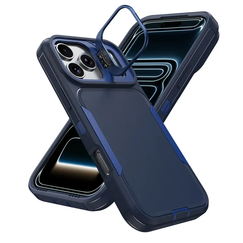 360° Heavy-Duty Shockproof Phone Case with Alloy Camera Ring for iPhone 11-17 Series