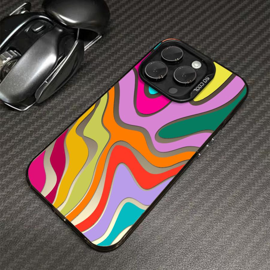 Phone Case: 1pc Colorful Abstract Wavy Pattern Phone Case Suitable for Apple iPhone 17ProMax 16 15 14 13 12 11ProMax Pro Xs Max XS X 7plus 8plus Antidrop Hard Shell Modern Funky Fashion Can Be Given to Friends Phone Case: 1pc Colorful Abstract Wavy Pattern Phone Case Suitable for Apple iPhone 17ProMax 16 15 14 13 12 11ProMax Pro Xs Max XS X 7plus 8plus Antidrop Hard Shell Modern Funky Fashion Can Be Given to Friends