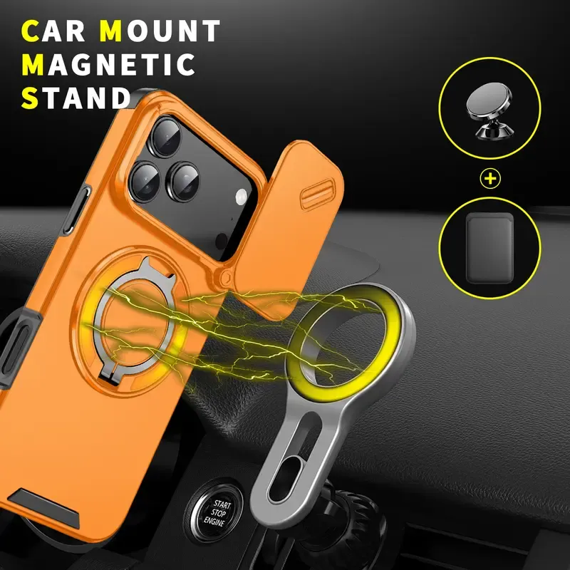 Magnetic Protective Phone Case With Camera Lens Cover
