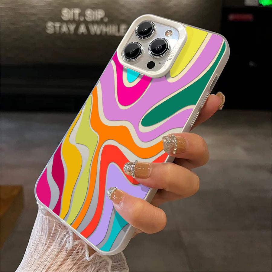 Phone Case: 1pc Colorful Abstract Wavy Pattern Phone Case Suitable for Apple iPhone 17ProMax 16 15 14 13 12 11ProMax Pro Xs Max XS X 7plus 8plus Antidrop Hard Shell Modern Funky Fashion Can Be Given to Friends Phone Case: 1pc Colorful Abstract Wavy Pattern Phone Case Suitable for Apple iPhone 17ProMax 16 15 14 13 12 11ProMax Pro Xs Max XS X 7plus 8plus Antidrop Hard Shell Modern Funky Fashion Can Be Given to Friends