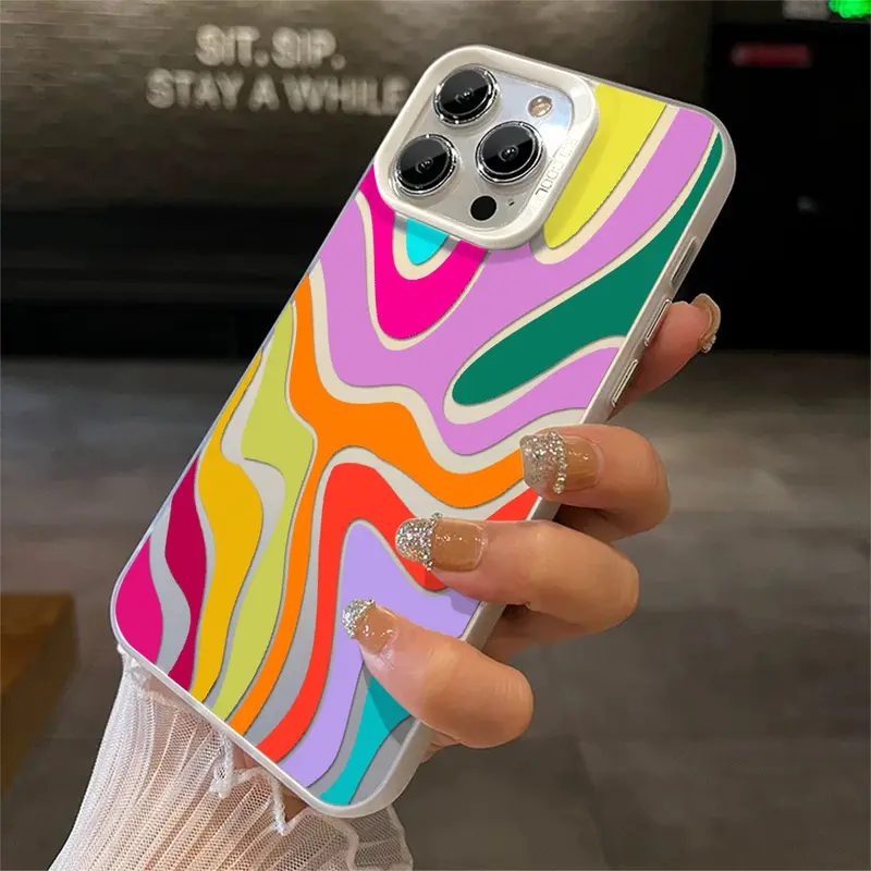 Vibrant Retro Wave Phone Case – Eye-catching Colorful Swirl Pattern for Apple Models