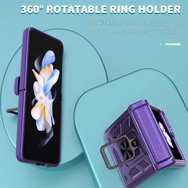 Compatible with Z Flip8/Z Flip7, Z Flip6, Z Flip5, Durable Anti Drop Protective Phone Case with 360 Degree Rotating Stand HNZ0140 Compatible with Z Flip8/Z Flip7, Z Flip6, Z Flip5, Durable Anti Drop Protective Phone Case with 360 Degree Rotating Stand HNZ0140