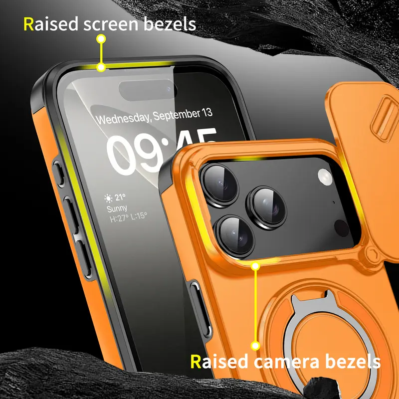 Magnetic Protective Phone Case With Camera Lens Cover
