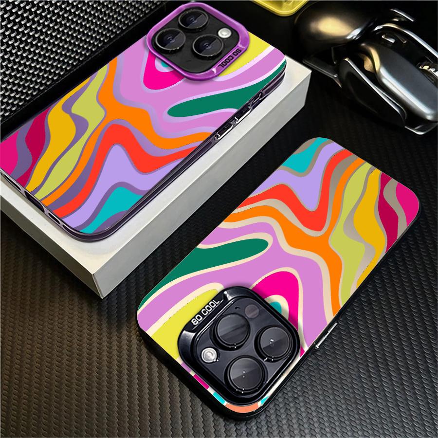 Phone Case: 1pc Colorful Abstract Wavy Pattern Phone Case Suitable for Apple iPhone 17ProMax 16 15 14 13 12 11ProMax Pro Xs Max XS X 7plus 8plus Antidrop Hard Shell Modern Funky Fashion Can Be Given to Friends Phone Case: 1pc Colorful Abstract Wavy Pattern Phone Case Suitable for Apple iPhone 17ProMax 16 15 14 13 12 11ProMax Pro Xs Max XS X 7plus 8plus Antidrop Hard Shell Modern Funky Fashion Can Be Given to Friends