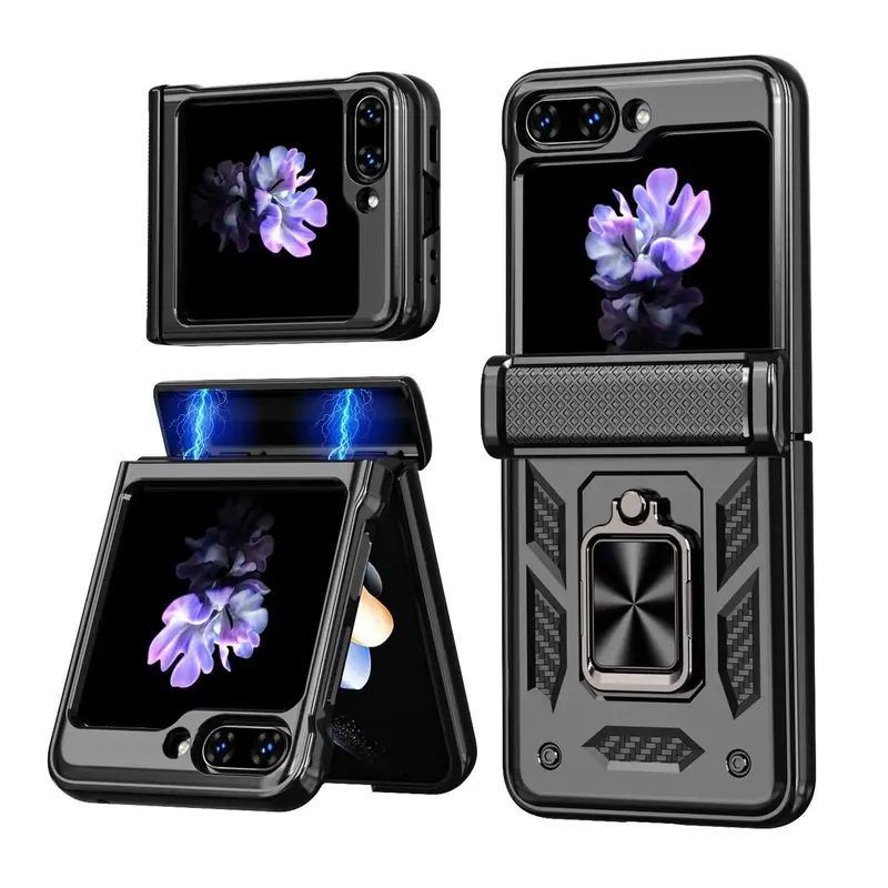 Compatible with Z Flip8/Z Flip7, Z Flip6, Z Flip5, Durable Anti Drop Protective Phone Case with 360 Degree Rotating Stand