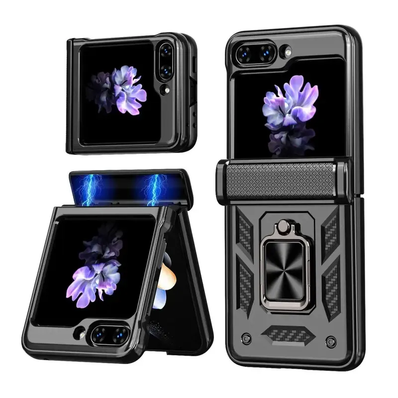 Compatible with Z Flip8/Z Flip7, Z Flip6, Z Flip5, Durable Anti Drop Protective Phone Case with 360 Degree Rotating Stand