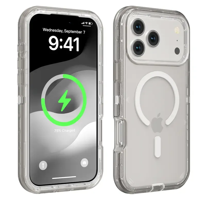Clear Heavy-Duty MagSafe Phone Case – 360° Protection & Shockproof Design