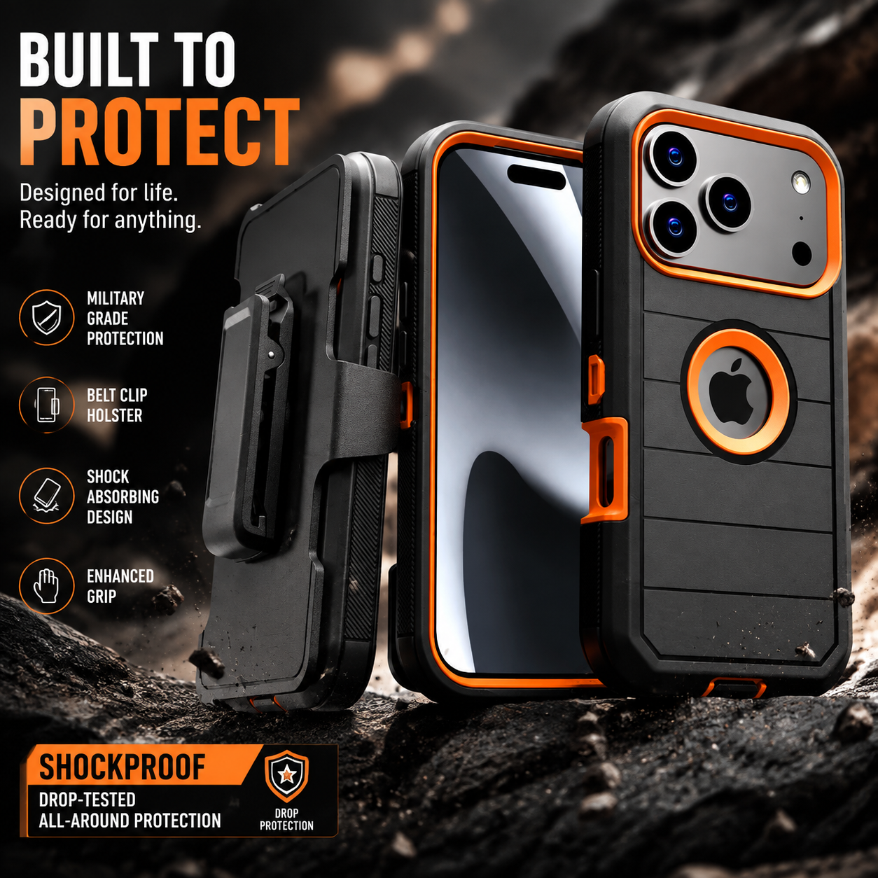 Heavy-Duty Tactical Belt Clip Armor Case with Integrated Kickstand