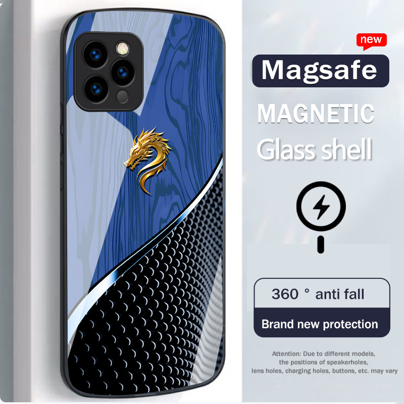 Imperial Dragon Grain MagSafe Case – 360° Shockproof Glass Cover