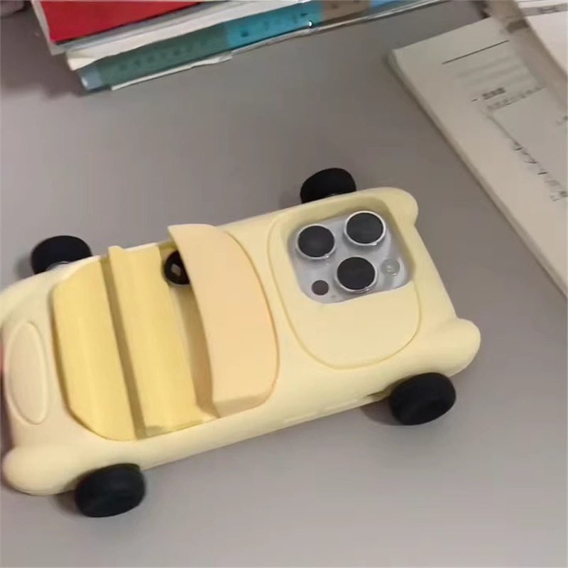 Cartoon Yellow Sports Car iPhone Case | Tuck a "Mini Stylish Ride" in Your Pocket—Cute & Shockproof in One