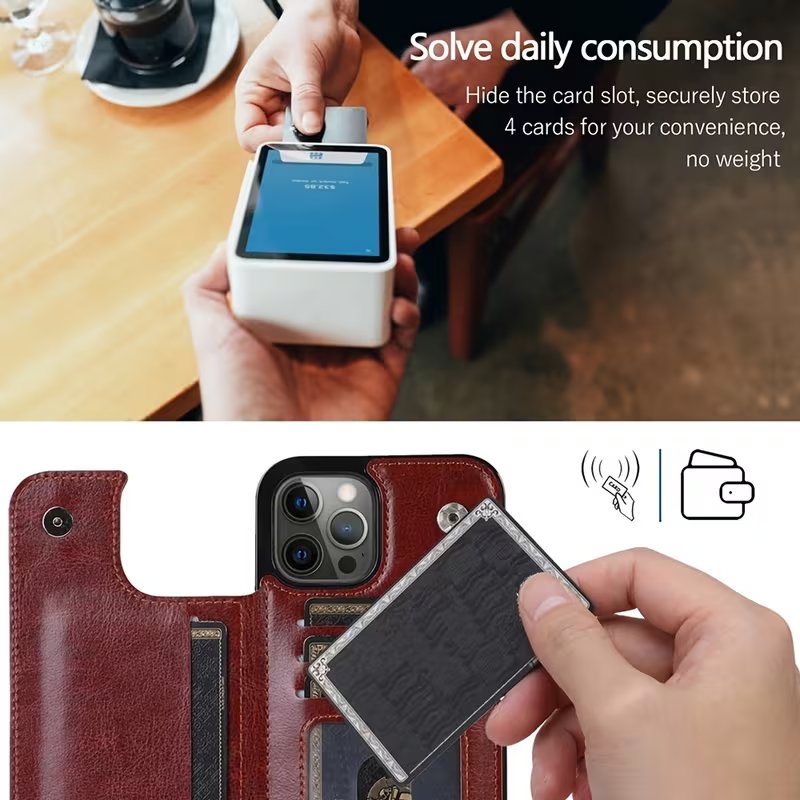 Product Title  Luxury Leather Wallet Phone Case with Card Holder & Magnetic Closure for iPhone