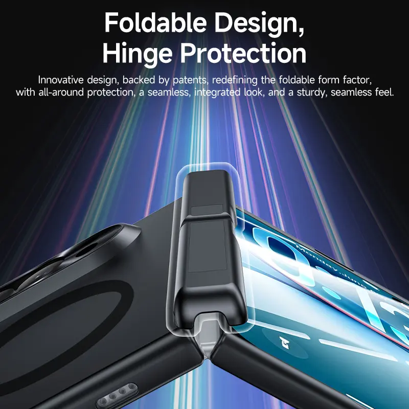 for iPhone Duo Magnetic Case with Kickstand, MagSafe Compatible Full-Body Foldable Phone Cover with Built-in Screen Protector, Hinge Protection and Shockproof Bumper