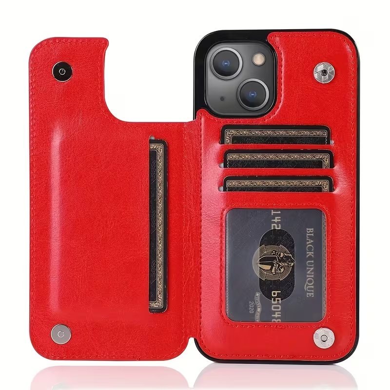 Product Title  Luxury Leather Wallet Phone Case with Card Holder & Magnetic Closure for iPhone