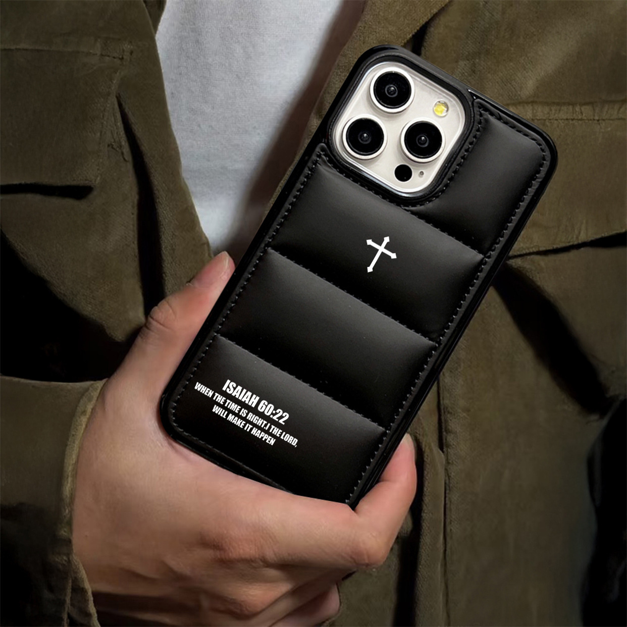 Puffer Jacket Leather Phone Case ✝️