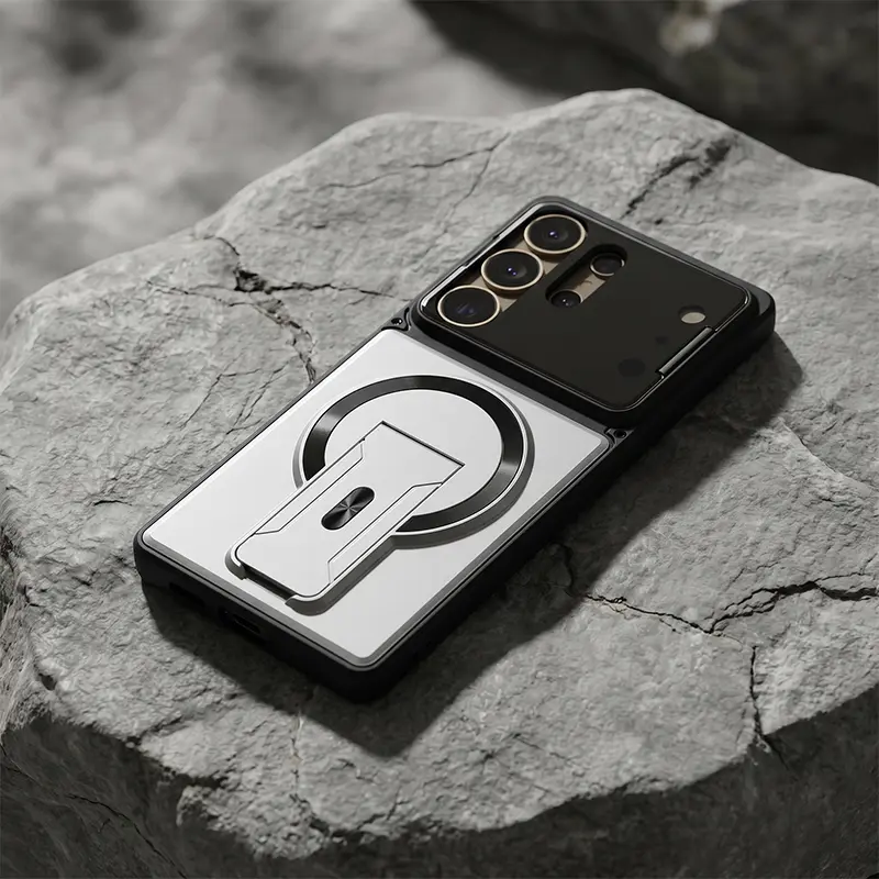 Magnetic Kickstand Armor Case with Lens Protection Cover