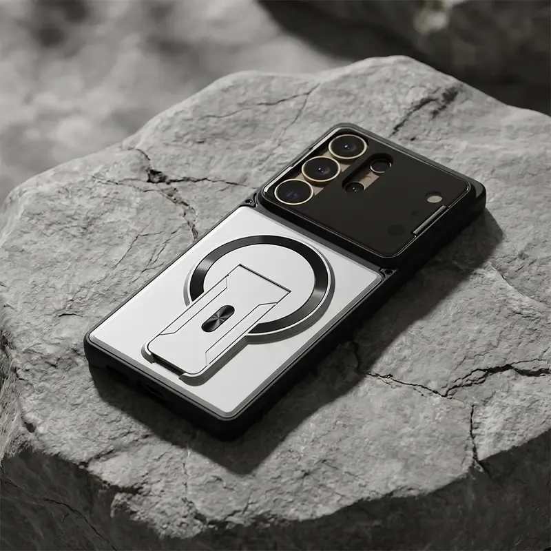 Magnetic Kickstand Armor Case with Lens Protection Cover