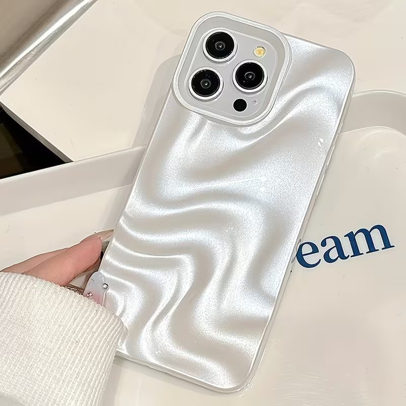 Liquid Wave Ripple Pearl Case for iPhone – Glossy Metallic Liquid Water Surface Shockproof Cover