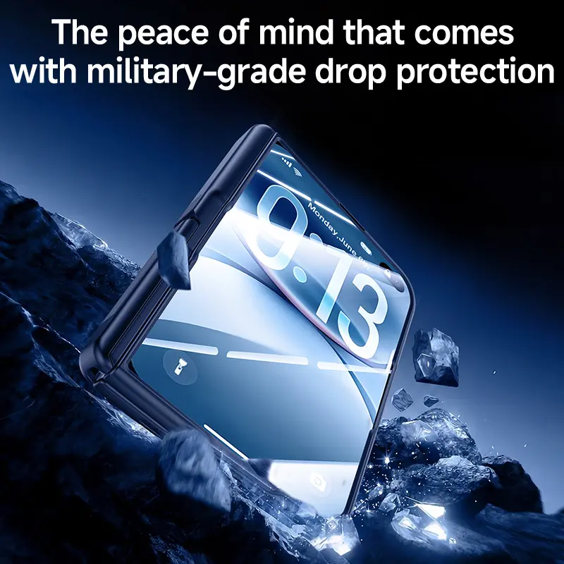 for iPhone Duo Magnetic Case with Kickstand, MagSafe Compatible Full-Body Foldable Phone Cover with Built-in Screen Protector, Hinge Protection and Shockproof Bumper