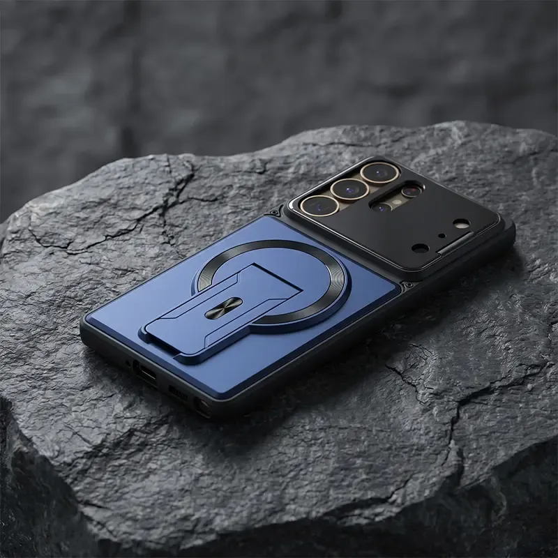 Magnetic Kickstand Armor Case with Lens Protection Cover